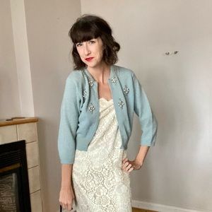 Vintage Beaded Pearl Cardigan - 1940s